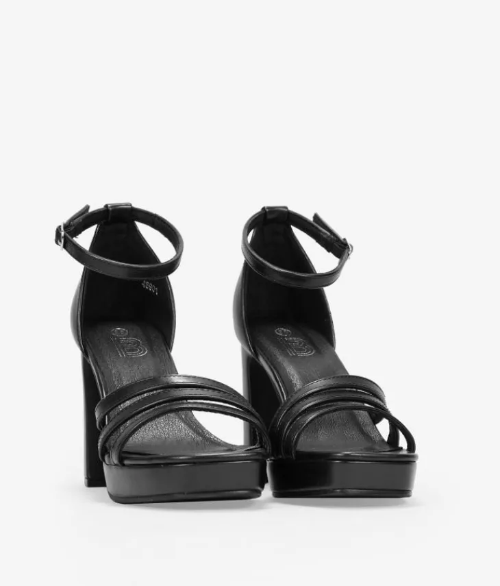 Discount Bosanova Sandalias de tacón negras con talonera