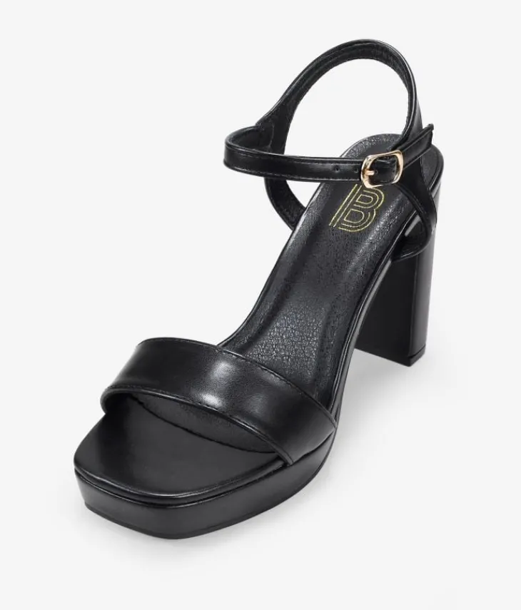 Discount Bosanova Sandalias de tacón negras con pulsera y hebilla