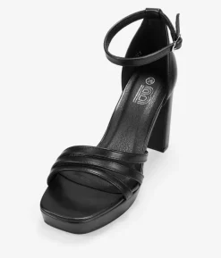 Discount Bosanova Sandalias de tacón negras con talonera