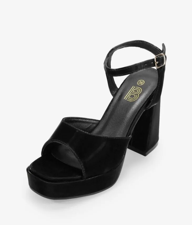 Discount Bosanova Sandalias de tacón negras con pulsera y hebilla