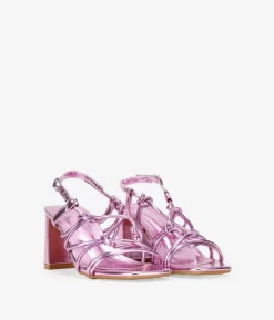 Online Bosanova Sandalias de tacón rosa metalizado con cuerdas