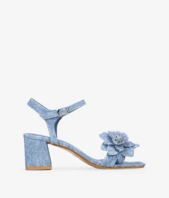 New Bosanova Sandalias de tacón tejanas con flor