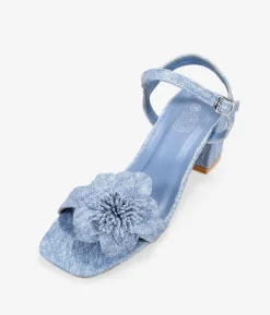 New Bosanova Sandalias de tacón tejanas con flor