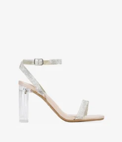 Sale Bosanova Sandalias de tacón transparentes con brillantes