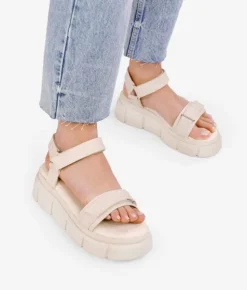 Discount Bosanova Sandalias deportivas beige con velcros y plataforma