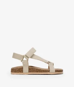 Discount Bosanova Sandalias deportivas beige con suela de corcho y velcro