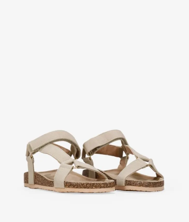 Discount Bosanova Sandalias deportivas beige con suela de corcho y velcro
