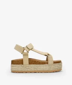 Clearance Bosanova Sandalias deportivas beige con suela de corcho y plataforma