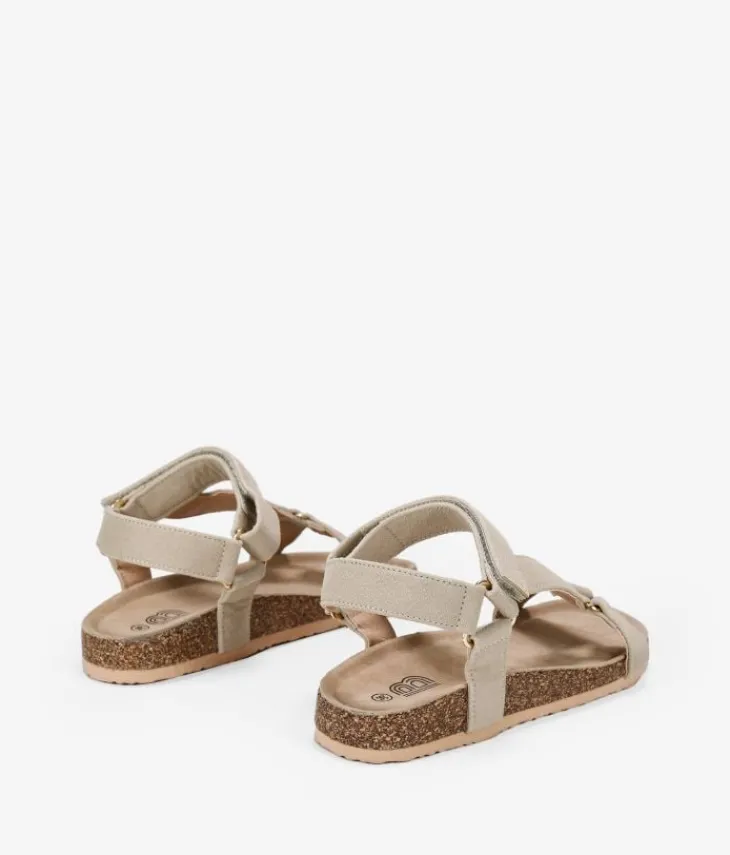 Discount Bosanova Sandalias deportivas beige con suela de corcho y velcro
