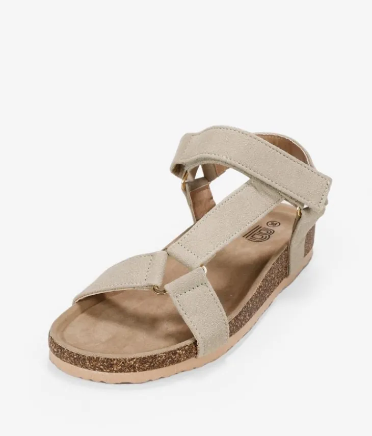 Discount Bosanova Sandalias deportivas beige con suela de corcho y velcro