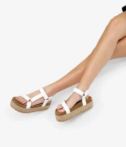 Sale Bosanova Sandalias deportivas blancas con suela de corcho y plataforma