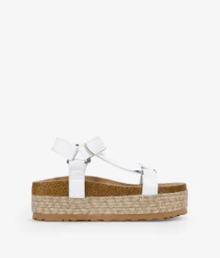 Sale Bosanova Sandalias deportivas blancas con suela de corcho y plataforma