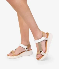 Discount Bosanova Sandalias deportivas de piel beige con cuña