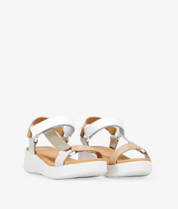 Discount Bosanova Sandalias deportivas de piel beige con cuña