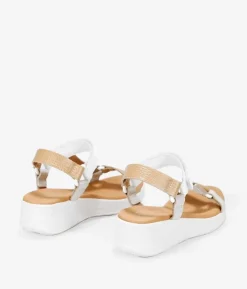 Discount Bosanova Sandalias deportivas de piel beige con cuña