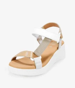 Discount Bosanova Sandalias deportivas de piel beige con cuña