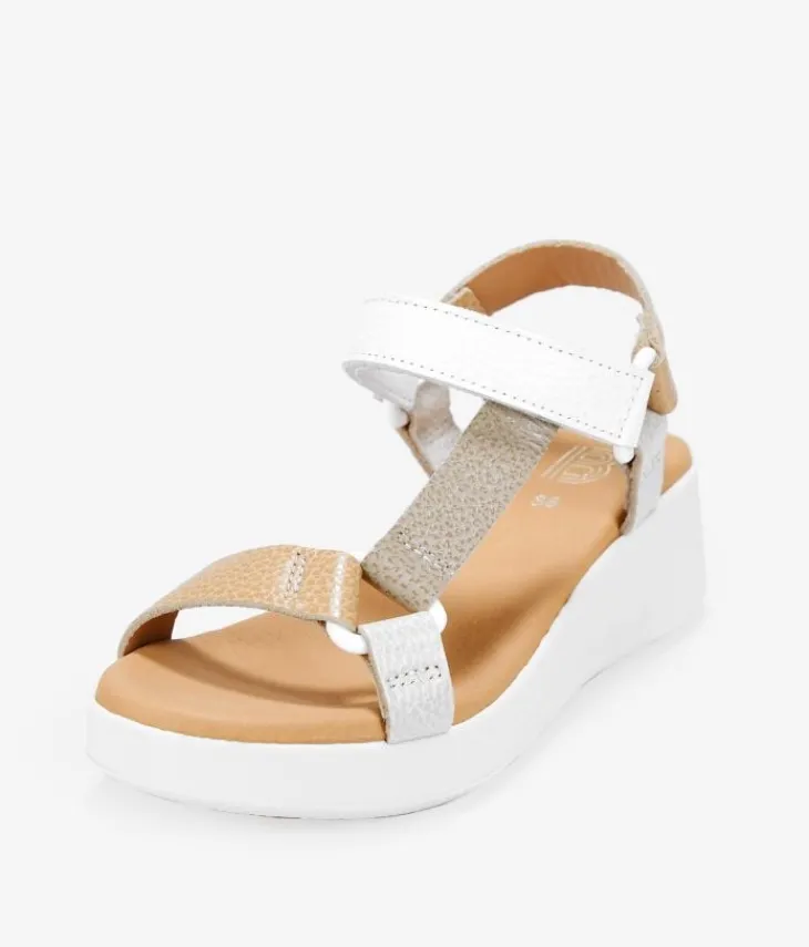 Discount Bosanova Sandalias deportivas de piel beige con cuña
