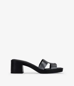 Clearance Bosanova Sandalias destalonadas plomo en piel con tacón