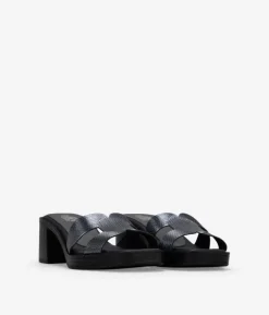 Clearance Bosanova Sandalias destalonadas plomo en piel con tacón