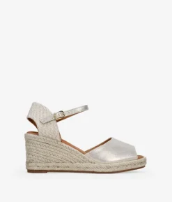 Discount Bosanova Sandalias doradas con cuña de esparto