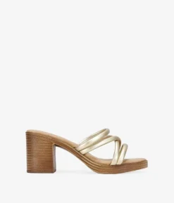 Clearance Bosanova Sandalias doradas con tacón efecto madera