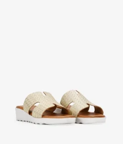 Best Bosanova Sandalias doradas de piel con cuña