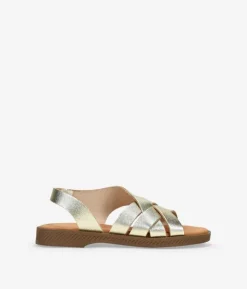 Sale Bosanova Sandalias doradas en piel con trenzado