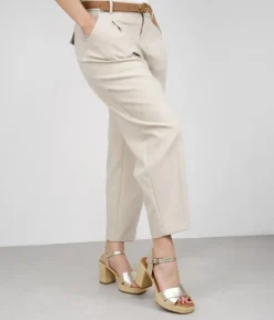Outlet Bosanova Sandalias doradas en piel con tacón efecto rafia
