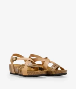 Clearance Bosanova Sandalias en piel marrón con tiras cruzadas