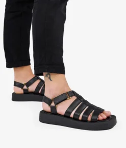 Clearance Bosanova Sandalias en piel negra con plataforma