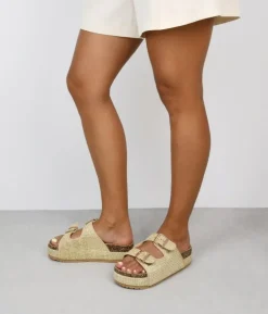 Clearance Bosanova Sandalias esparto beige con plataforma y hebillas