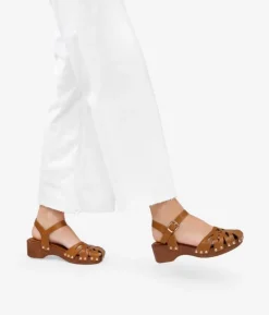 Discount Bosanova Sandalias marrones con suela de madera