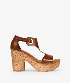 Discount Bosanova Sandalias marrones en piel con tacón