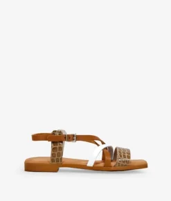 Clearance Bosanova Sandalias marrones en piel planas