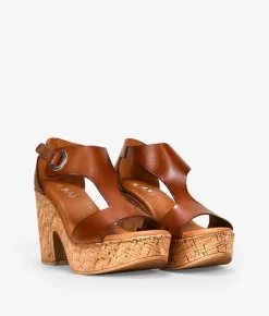 Discount Bosanova Sandalias marrones en piel con tacón