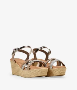 Best Bosanova Sandalias mde piel marrones con cuña de esparto