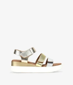 Clearance Bosanova Sandalias metalizadas en piel con cuña