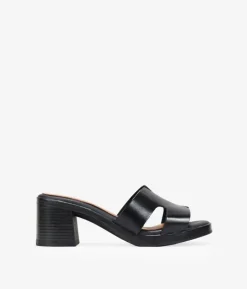 Clearance Bosanova Sandalias mule negras en piel con tacón