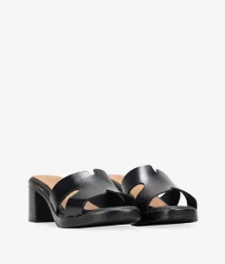 Clearance Bosanova Sandalias mule negras en piel con tacón