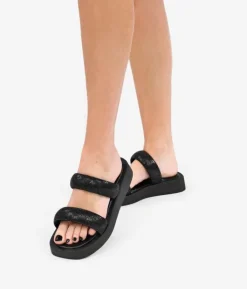 Clearance Bosanova Sandalias negras con brillantes y plataforma