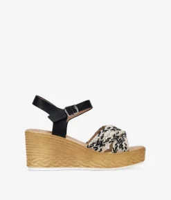Sale Bosanova Sandalias negras con cuña efecto esparto