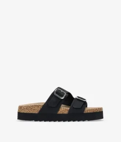 Outlet Bosanova Sandalias negras con dos hebillas y plataforma