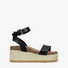 Outlet Bosanova Sandalias negras con plataforma de esparto