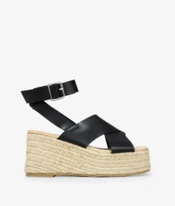 Discount Bosanova Sandalias negras con plataforma de esparto
