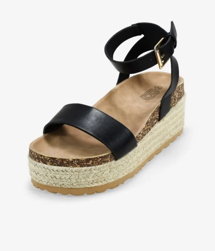 Outlet Bosanova Sandalias negras con plataforma de esparto