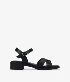 Clearance Bosanova Sandalias negras de piel con tacón y hebilla
