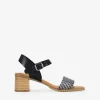 Fashion Bosanova Sandalias negras en piel con tacón efecto madera