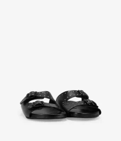 Sale Bosanova Sandalias negras en piel con tachas