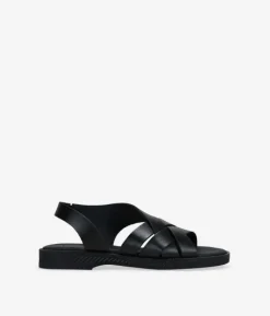 Sale Bosanova Sandalias negras en piel con trenzado