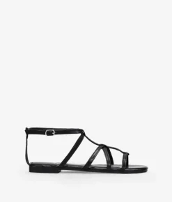 Discount Bosanova Sandalias negras planas con tiras